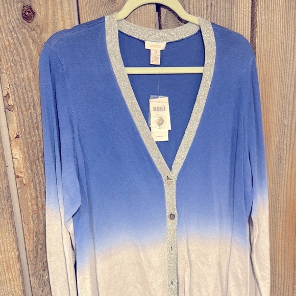 Chico's ombré Shine Peyton Cardigan Nikki blue 3 - Picture 1 of 4
